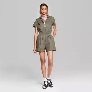 Target Size L Olive Romper w/ Pockets (NEVER WORN)